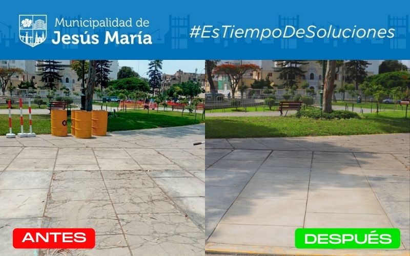 Imagen que muestra el antes y después del Parque Cáceres